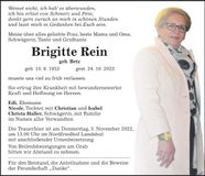 Traueranzeige Brigitte Rein