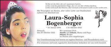 Traueranzeige Laura-Sophia Bogenberger