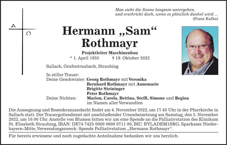 Traueranzeige Hermann Rothmayr