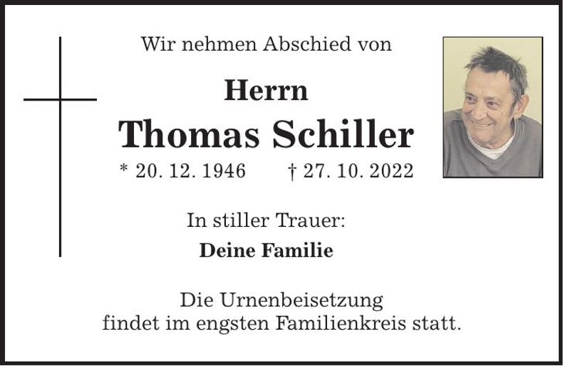 Traueranzeige Thomas Schiller