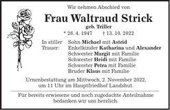 Traueranzeige Waltraud Strick