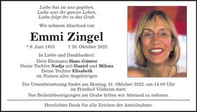 Traueranzeige Emmi Zingel