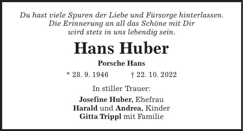 Traueranzeige Hans Huber