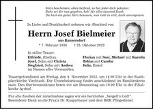 Traueranzeige Josef Bielmeier