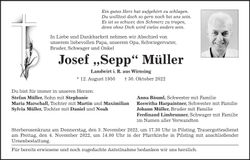 Traueranzeige Josef Müller