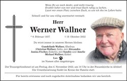 Traueranzeige Werner Wallner