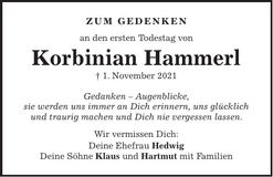 Traueranzeige Korbinian Hammerl