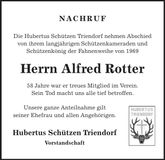 Traueranzeige Alfred Rotter