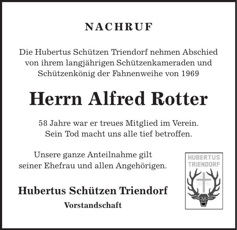Traueranzeige Alfred Rotter