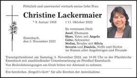 Traueranzeige Christine Lackermaier