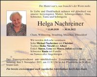 Traueranzeige Helga Nachreiner