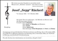 Traueranzeige Josef Rückerl