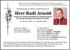 Traueranzeige Rudi Arnold