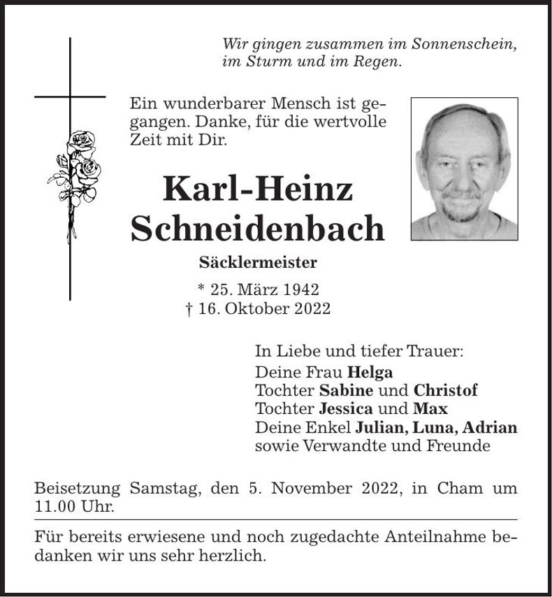 Traueranzeige Karl-Heinz Schneidenbach