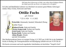 Traueranzeige Ottilie Fuchs