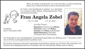 Traueranzeige Angela Zobel