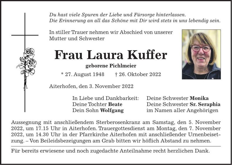 Traueranzeige Laura Kuffer
