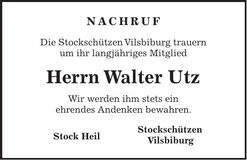 Traueranzeige Walter Utz