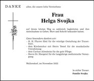 Traueranzeige Helga Svojka