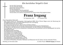 Traueranzeige Josef Irrgang
