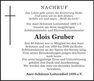 Traueranzeige Alois Gruber