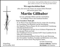 Traueranzeige Martin Gillhuber