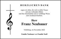 Traueranzeige Franz Neubauer