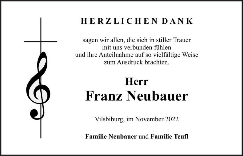 Traueranzeige Franz Neubauer