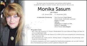 Traueranzeige Monika Sasum