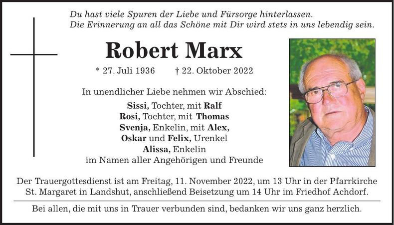 Traueranzeige Robert Marx