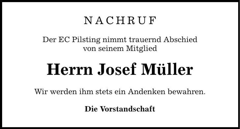 Traueranzeige Josef Müller