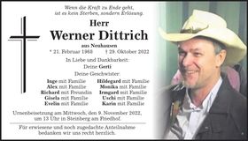 Traueranzeige Werner Dittrich