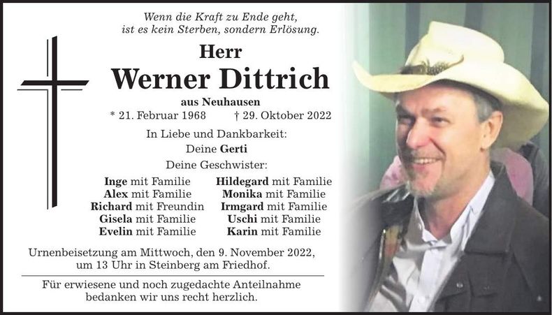 Traueranzeige Werner Dittrich
