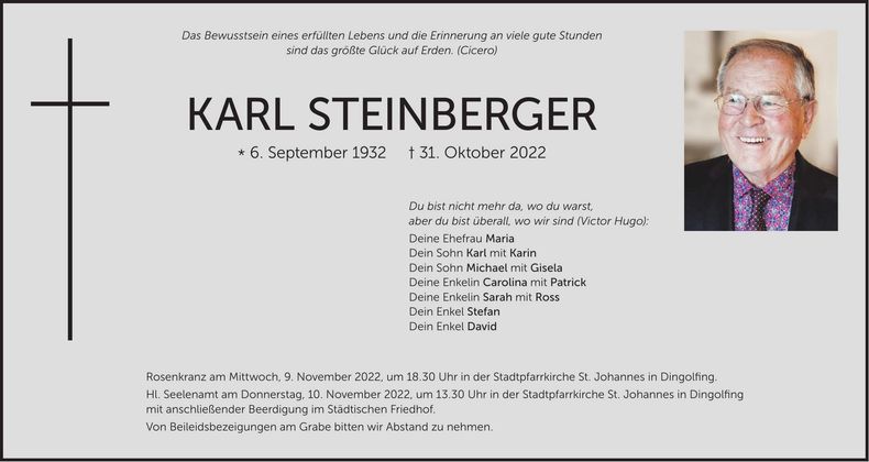 Traueranzeige Karl Steinberger