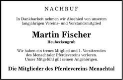 Traueranzeige Martin Fischer