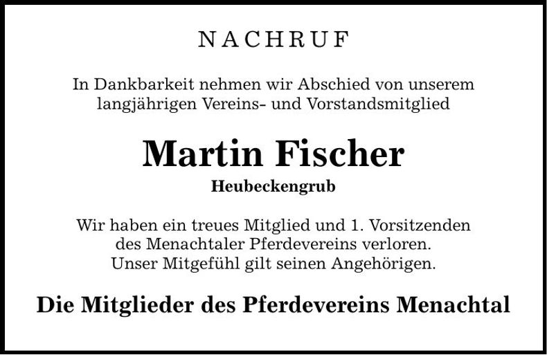 Traueranzeige Martin Fischer
