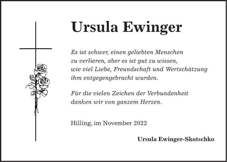 Traueranzeige Ursula Ewinger