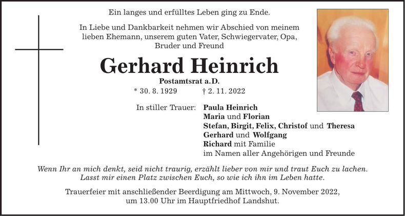 Traueranzeige Gerhard Heinrich
