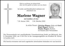 Traueranzeige Marlene Wagner