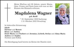 Traueranzeige Magdalena Wagner