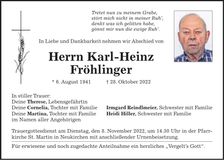 Traueranzeige Karl-Heinz Fröhlinger