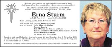 Traueranzeige Erna Sturm