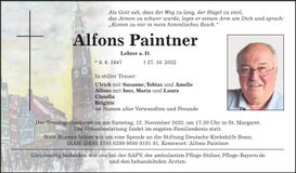 Traueranzeige Alfons Paintner
