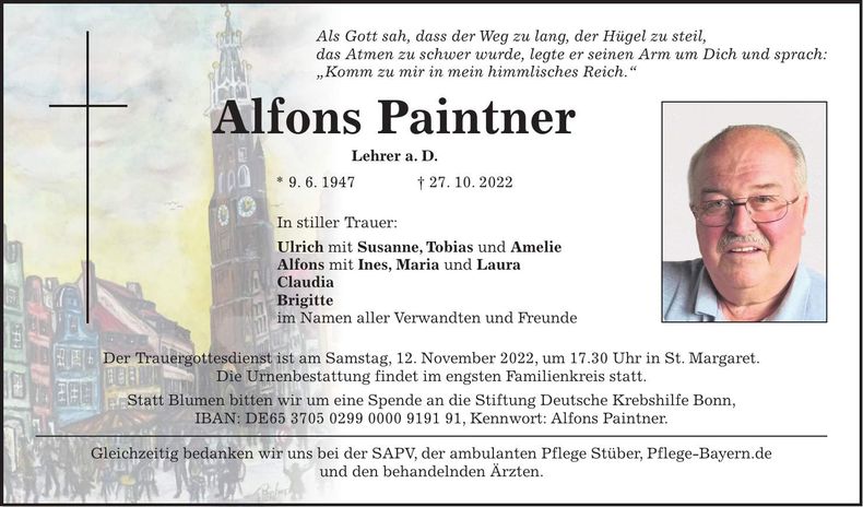 Traueranzeige Alfons Paintner