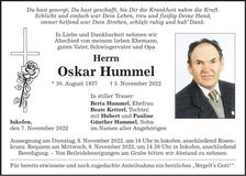 Traueranzeige Oskar Hummel