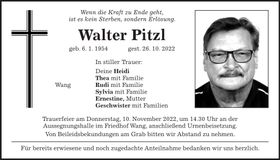 Traueranzeige Walter Pitzl