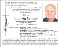 Traueranzeige Ludwig Leitner