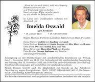 Traueranzeige Imelda Oswald