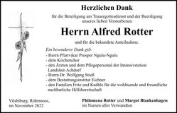 Traueranzeige Alfred Rotter