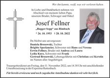 Traueranzeige Josef Fellner